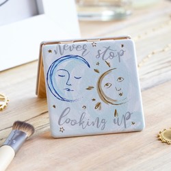 'Never Stop Looking Up' Sun and Moon Compact Mirror