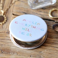 Personalised 'Everything Will Be OK' Grey Compact Mirror