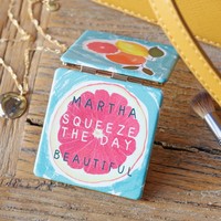 Personalised Fruity 'Squeeze The Day' Compact Mirror