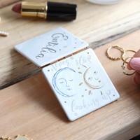 Personalised 'Never Stop Looking Up' Sun and Moon Compact Mirror