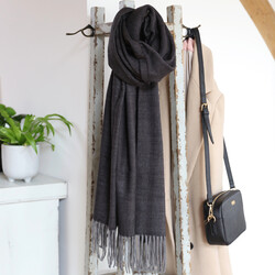 Unisex Soft Grey Herringbone Scarf
