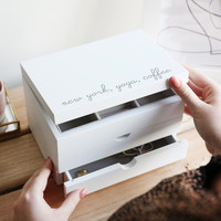 Personalised 'Favourite Things' White Jewellery Box with Drawers