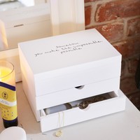 Personalised Meaningful Wording White Jewellery Box