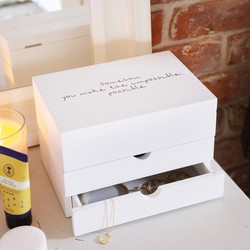 Personalised Meaningful Wording White Jewellery Box