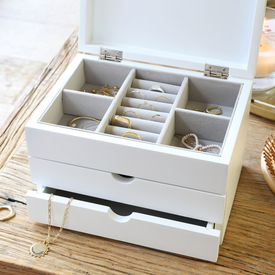 Personalised Wildflower White Jewellery Box 