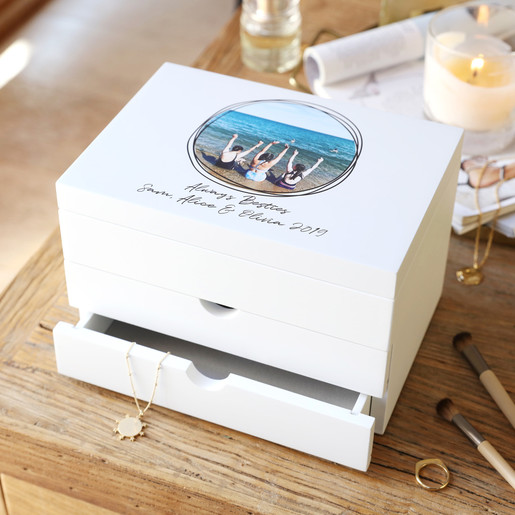 Lisa Angel Printed Personalised 'Your Photo' White Jewellery Box