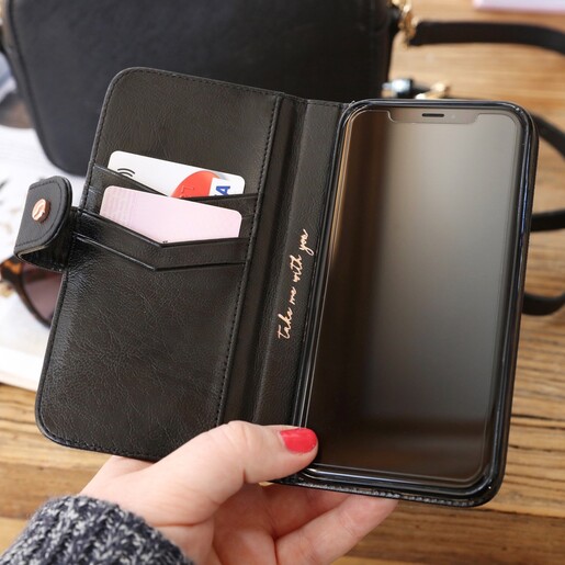 Black Vegan Leather iPhone Wallet Case | Lisa Angel Accessories Collection | Lisa Angel