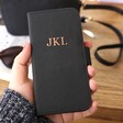 Lisa Angel Stylish Personalised Black Vegan Leather iPhone Case and Card Holder