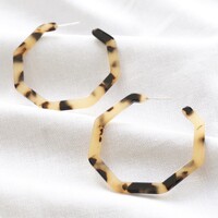 Hexagonal Tortoiseshell Hoop Earrings