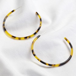 Large Tortoiseshell Resin Hoop Earrings