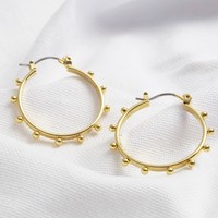 Bobble Edge Hoop Earrings in Gold