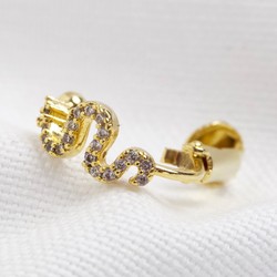 Crystal Snake Ear Cuff in Gold