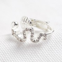 Crystal Snake Ear Cuff in Silver