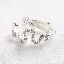 Crystal Snake Ear Cuff in Silver