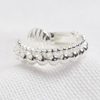 Dotted Double Row Ear Cuff in Silver