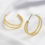 Dotted Double Hoop Earrings in Gold