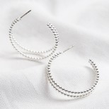 Dotted Double Hoop Earrings in Silver