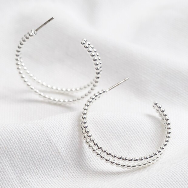 Dotted Double Hoop Earrings in Silver Dotted Double Hoop Earrings in Silver