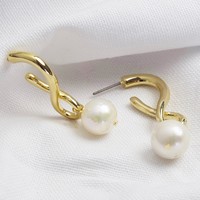 Gold Infinity Loop & Pearl Drop Earrings