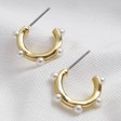 Lisa Angel Ladies' Gold Pearl Edge Hoop Stud Earrings