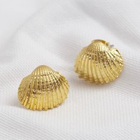 Gold Shell Stud Earrings