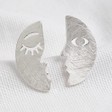 Lisa Angel Ladies' Half Moon Face Stud Earrings in Silver
