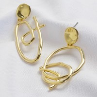 Mismatched Scribble Drop Earrings in Gold
