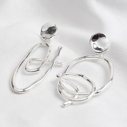 Mismatched Scribble Drop Earrings in Silver