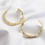 Organic Finish Large Hoop Earrings in Gold