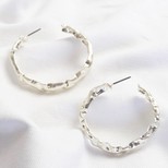 Organic Finish Large Hoop Earrings in Silver