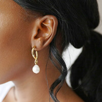 Gold Infinity Loop & Pearl Drop Earrings