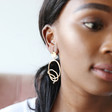 Mismatched Scribble Drop Earrings in Gold on Model
