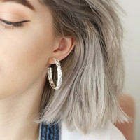Organic Finish Large Hoop Earrings in Silver