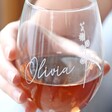 Personalised Birth Flower Wine Glass