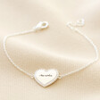 Lisa Angel Silver Personalised Diamante Crystal Heart Bracelet