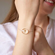 Lisa Angel Ladies' Pressed Birth Flower Charm Bracelet in Silver on Model