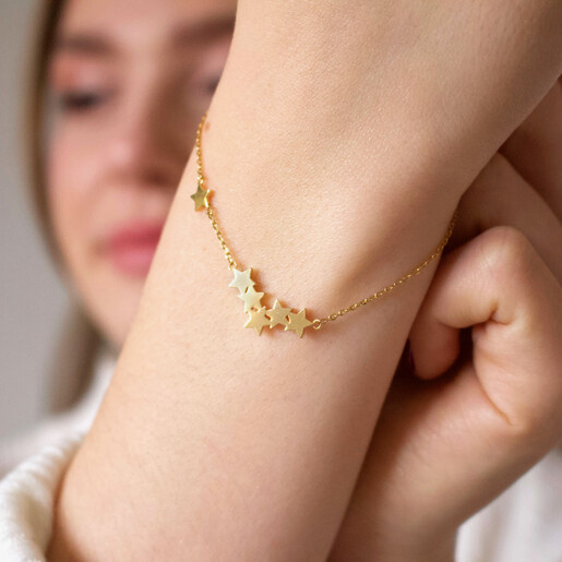 Lisa Angel Ladies' Star Cluster Charm Bracelet in Gold on Model