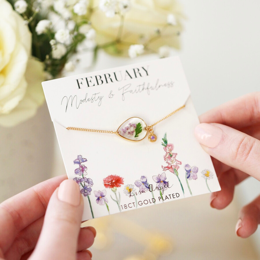 birth flower charm bracelet