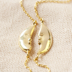 Set of Two Gold Kissing Moon Friendship Bracelets