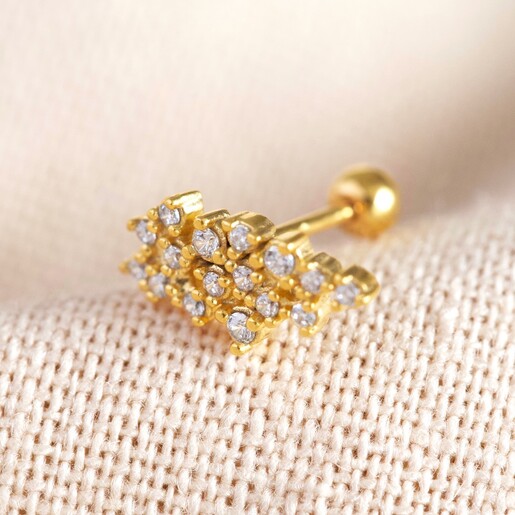 Lisa Angel Gold Sterling Silver Crystal Cluster Barbell