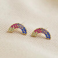 Crystal Rainbow Stud Earrings in Gold