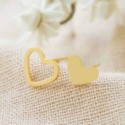 Mismatched Heart Stud Earrings in Gold