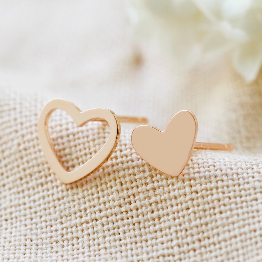 Rose Gold Vermeil Simple Heart Stud Earrings