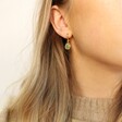 Lisa Angel Ladies' Crystal Eye Charm Huggie Hoop Earrings in Gold Worn By Model