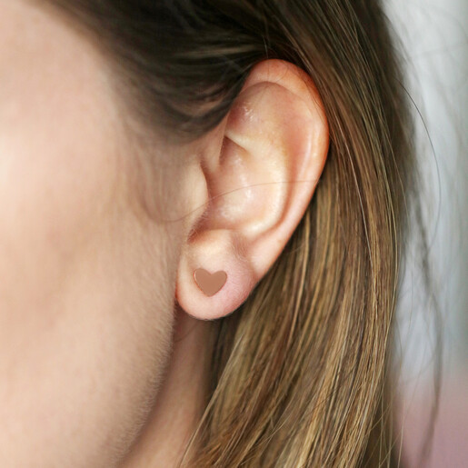Rose Gold Vermeil Simple Heart Stud Earrings