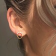 Model Wearing Lisa Angel Ladies' Opal and Crystal Chain Drop Earrings in Gold