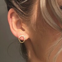 Opal and Crystal Chain Drop Earrings in Gold