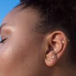 Model Wearing Lisa Angel Set of Four Gold Opal Earrings