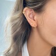 Model Wearing Lisa Angel Ladies' Set of Four Gold Opal Earrings