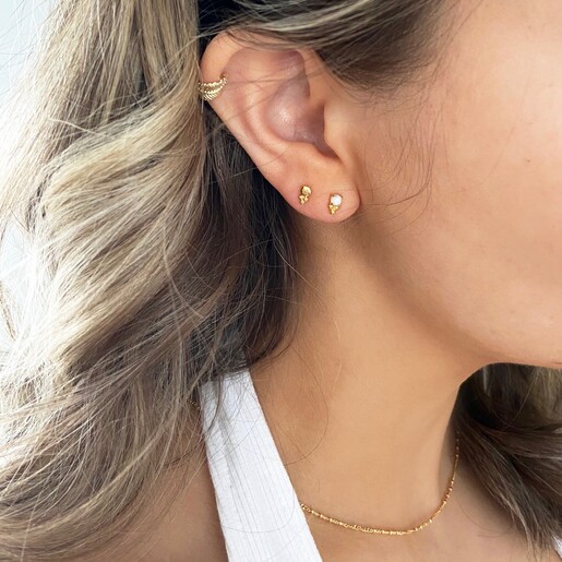 Set of Four Gold Opal Earrings